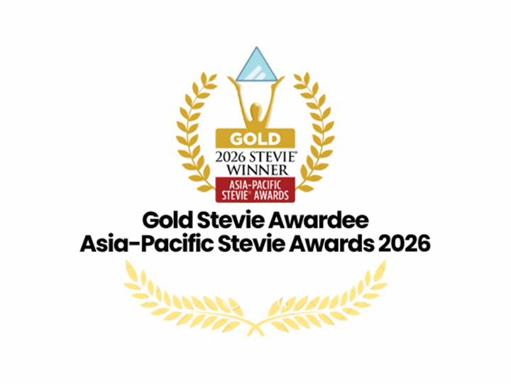 Award artwork: Gold Stevie Awardee